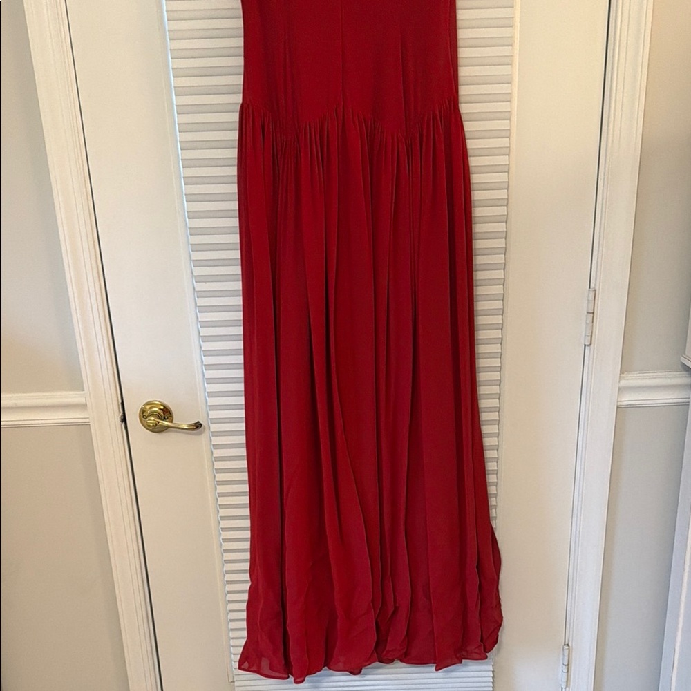 Reformation Red Sleeveless Maxi Dress with Gathered Skirt - Picture 6 of 7